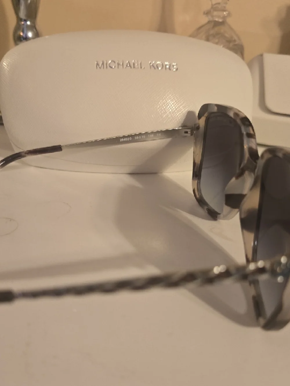 Michael Kors Black and Gray Tortoise Oversized Square Sunglasses - Picture 3 of 3
